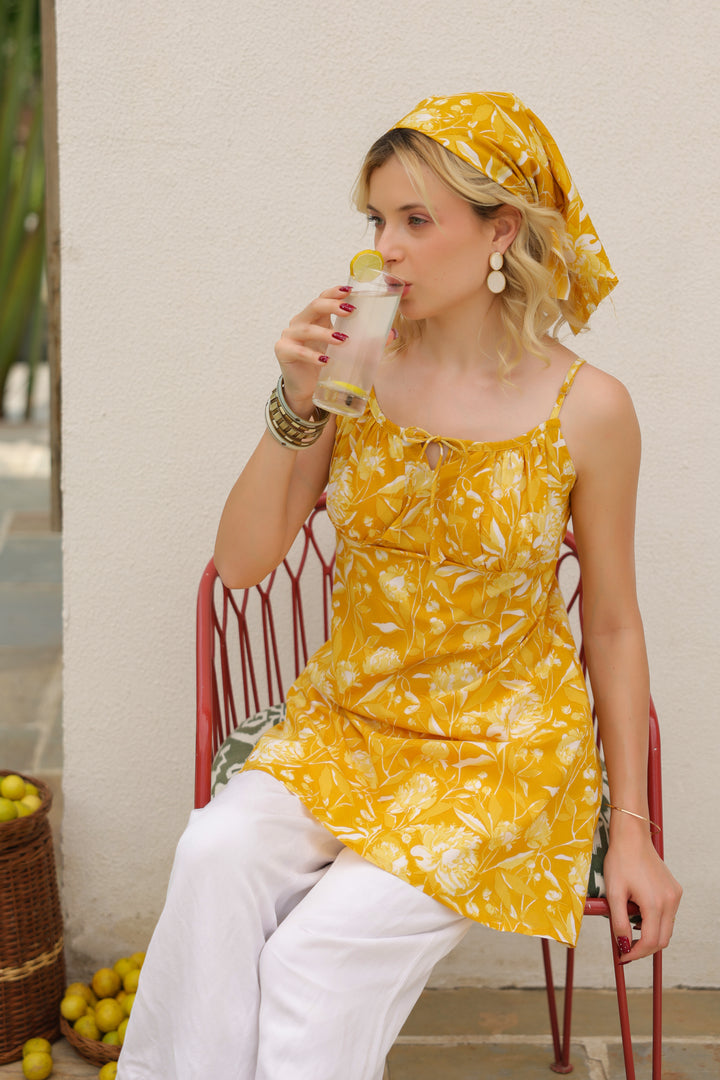 Svetlana Yellow Cotton Top