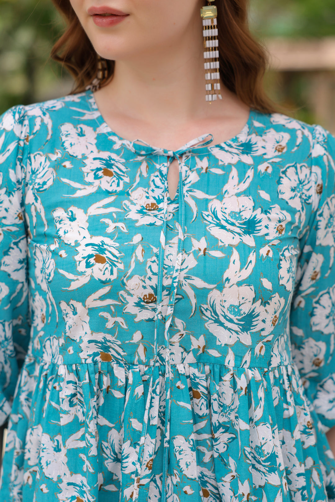 Karina Blue Cotton Frill Top