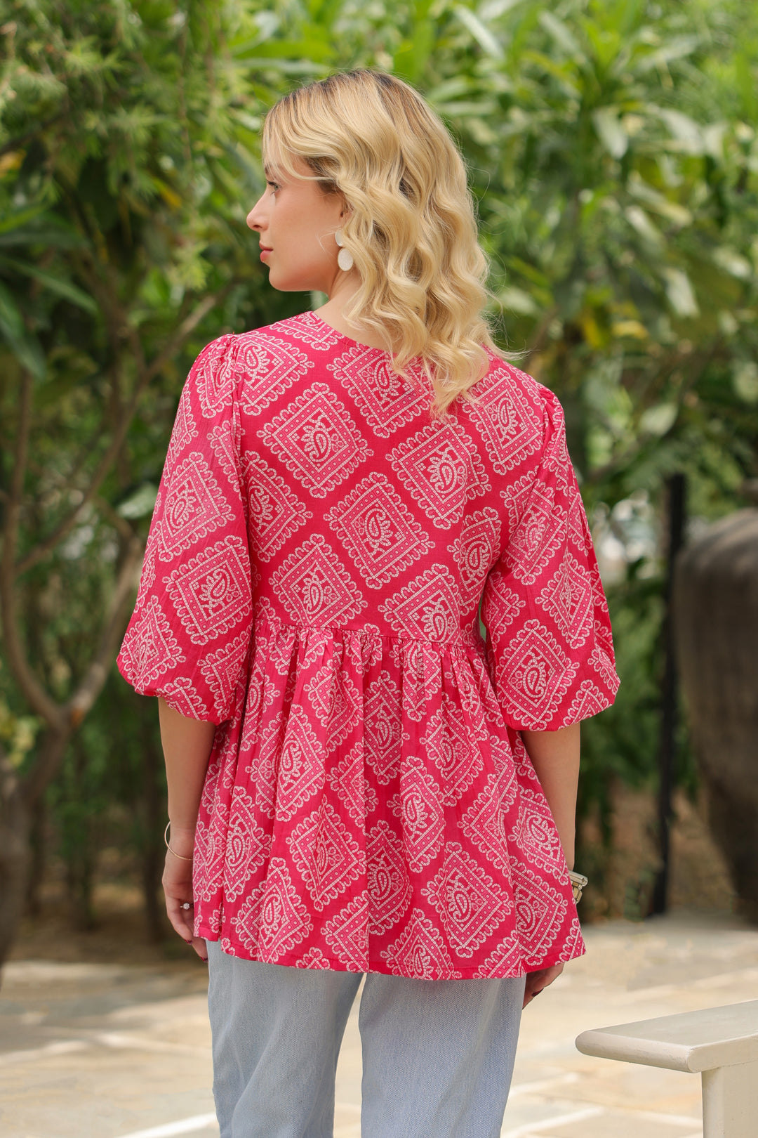 Galina Pink Cotton Frill Top