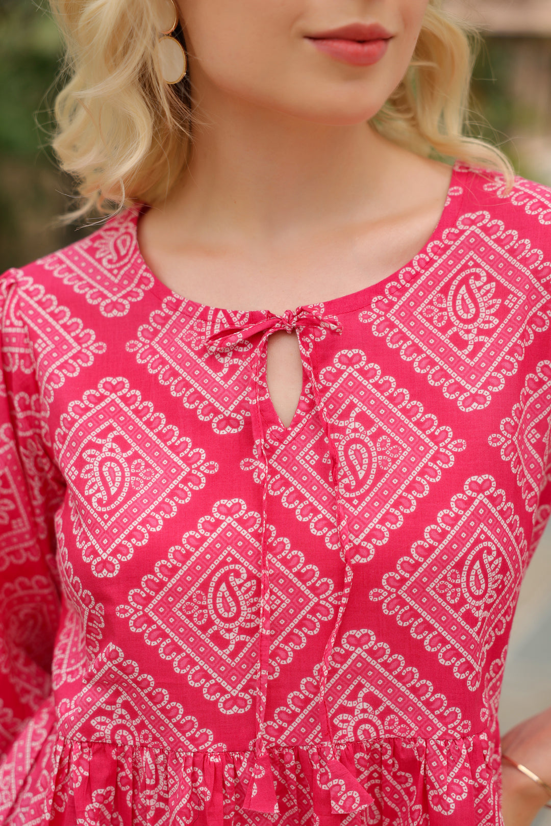 Galina Pink Cotton Frill Top