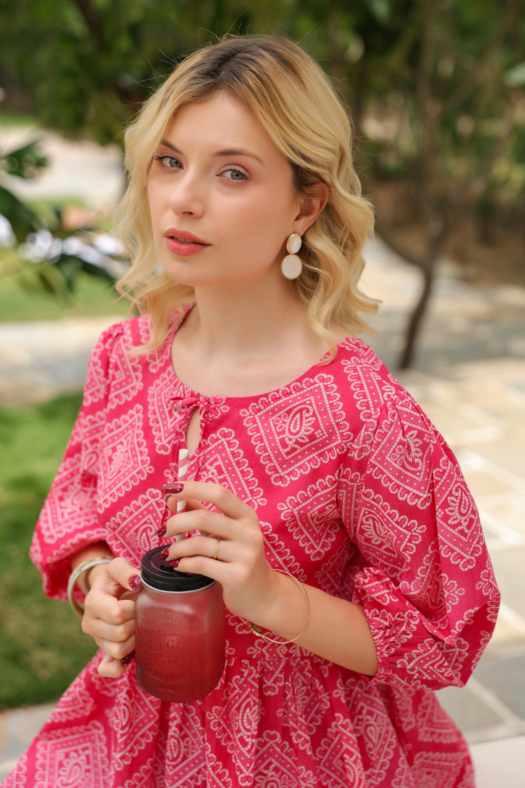 Galina Pink Cotton Frill Top