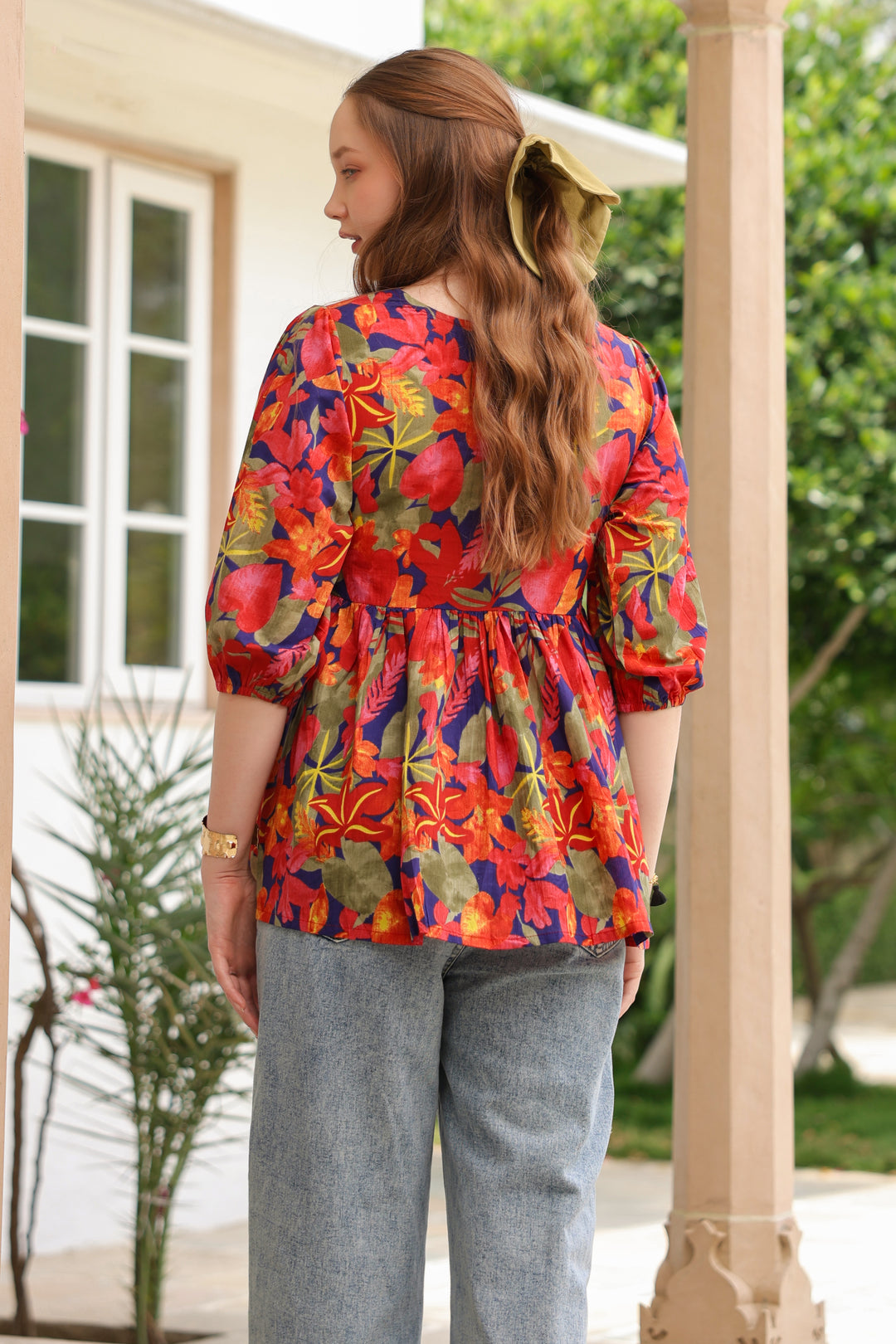 Lydia Multicolor Cotton Frill Top