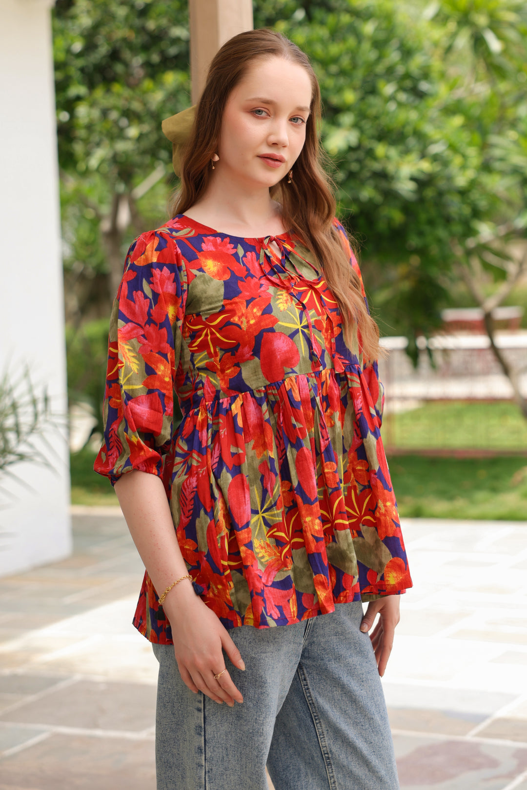 Lydia Multicolor Cotton Frill Top