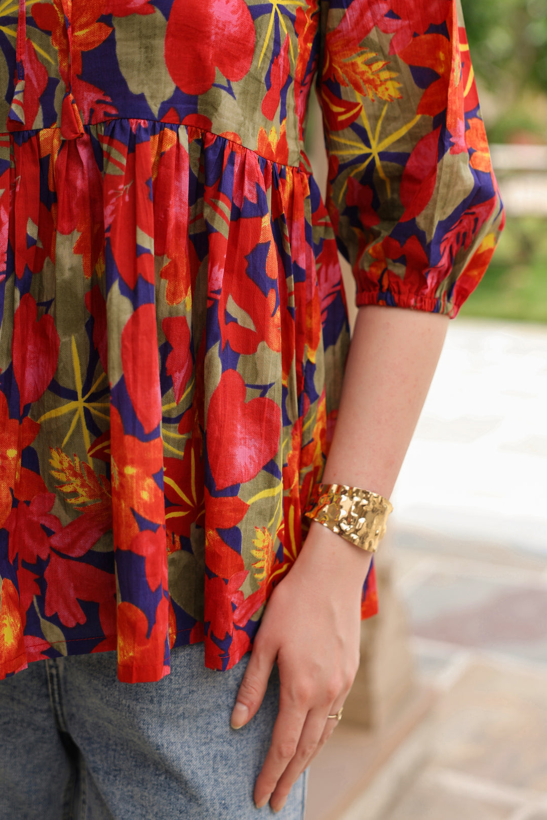Lydia Multicolor Cotton Frill Top