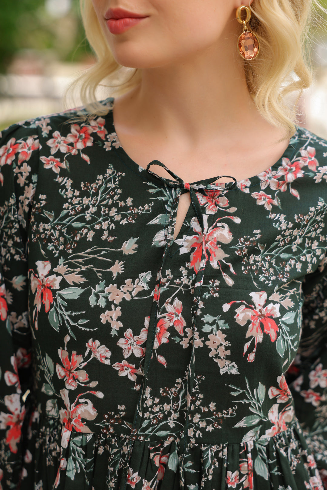 Margarita Green Cotton Frill Top