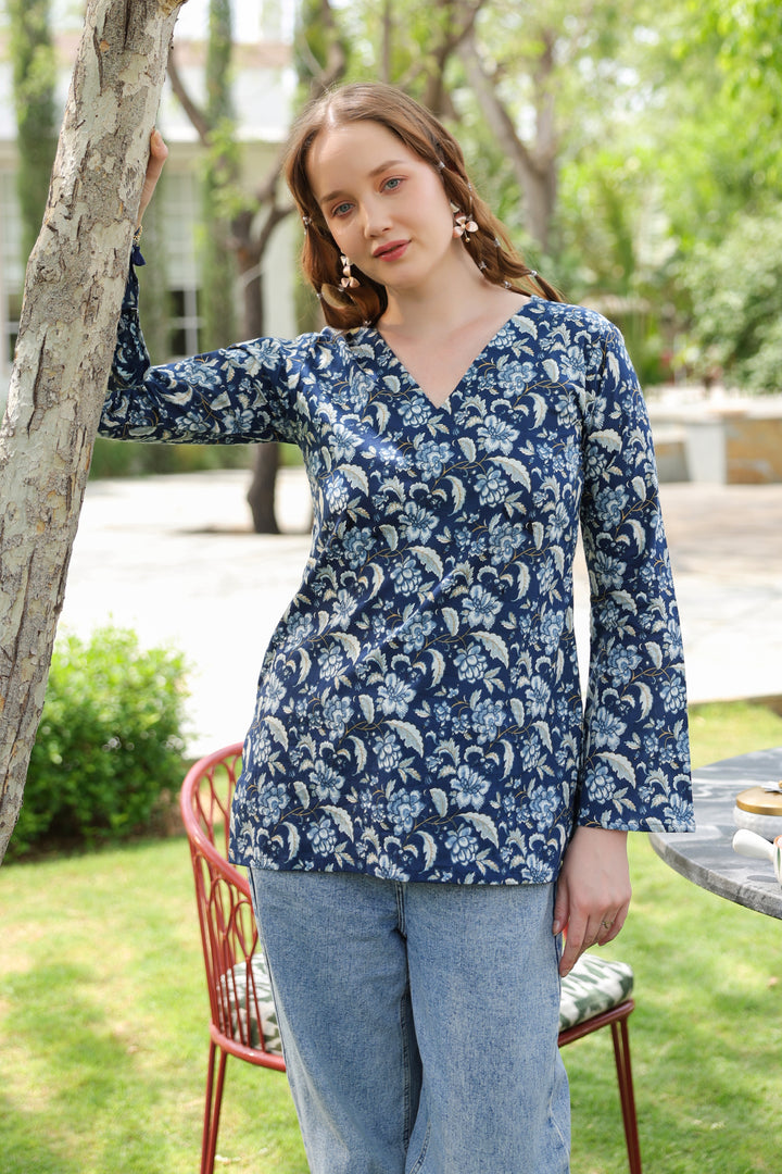 Tamara Blue Cotton Top