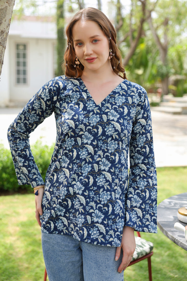 Tamara Blue Cotton Top