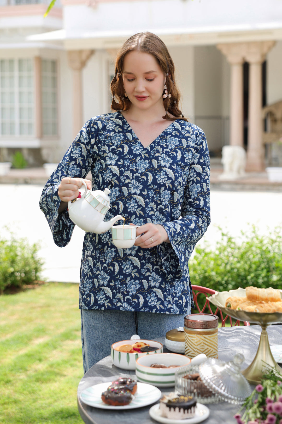 Tamara Blue Cotton Top