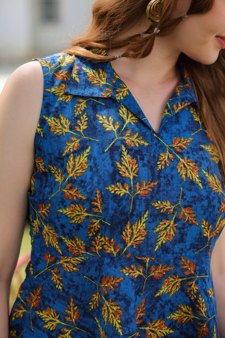 Nina Blue Cotton Short Dress