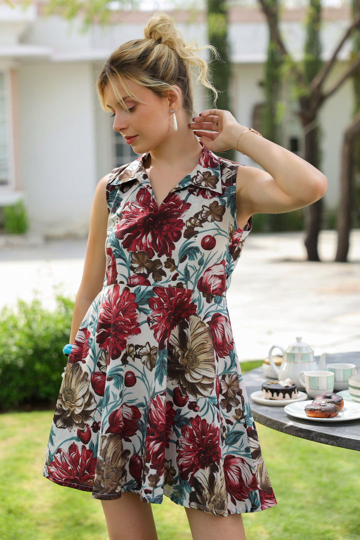 Dina White Cotton Short Dress