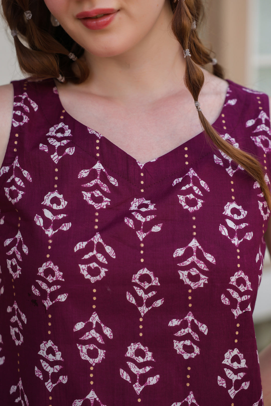 Natasha Wine Cotton Dress