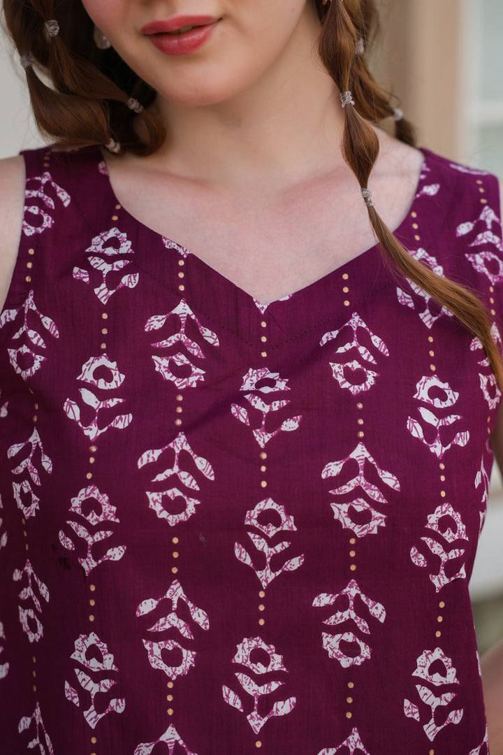 Natasha Wine Cotton Dress