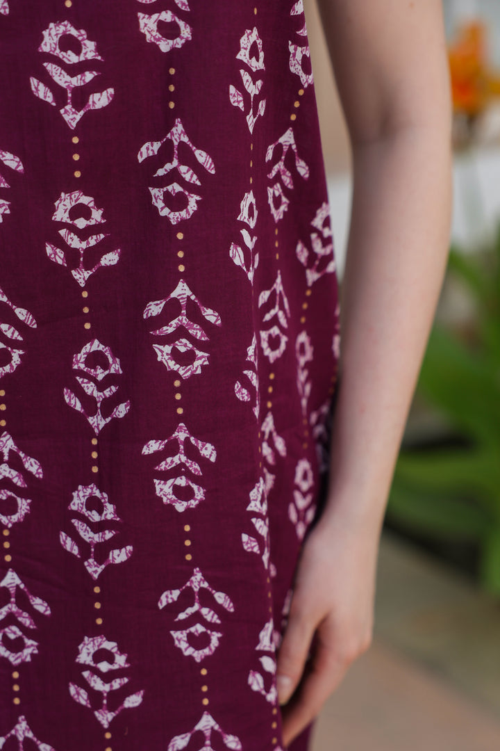 Natasha Wine Cotton Dress