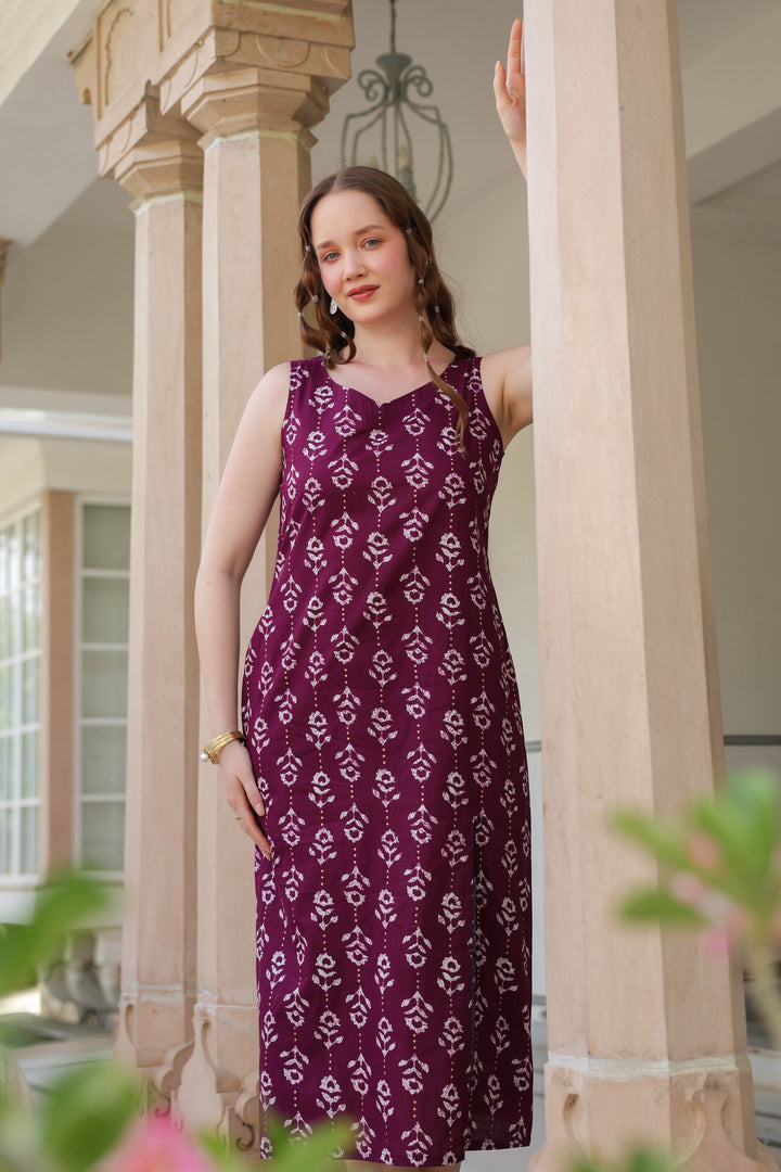 Natasha Wine Cotton Dress