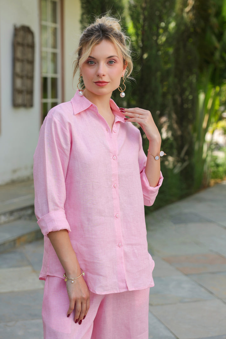 Arina Pink Pure Linen Co-ord Set