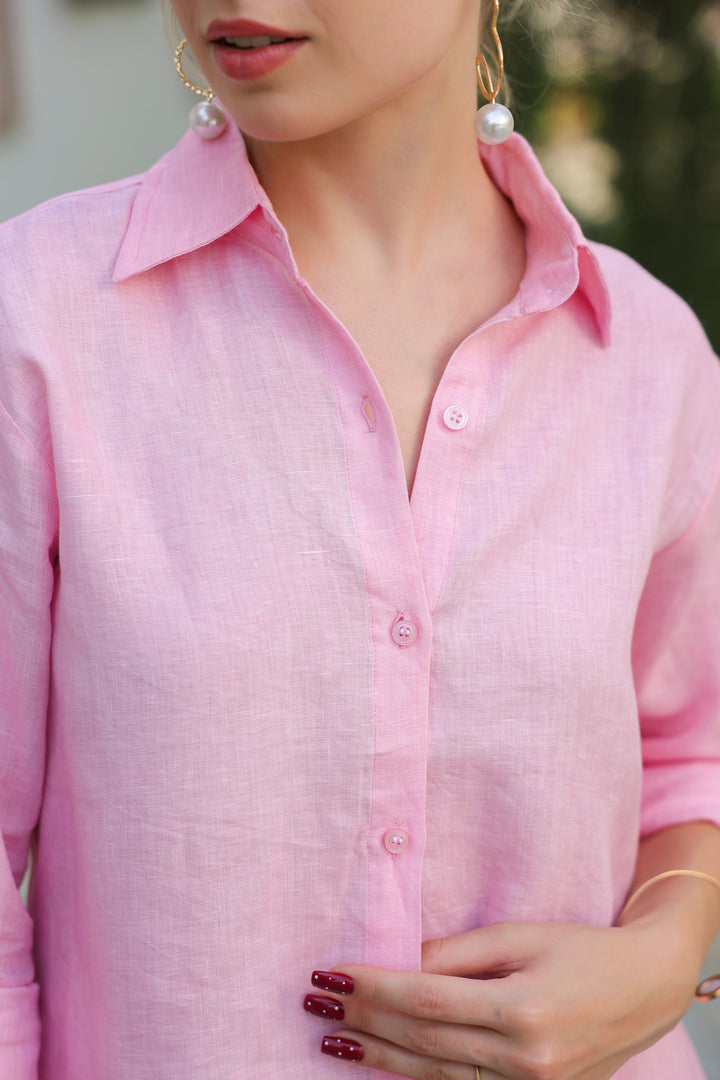 Arina Pink Pure Linen Co-ord Set