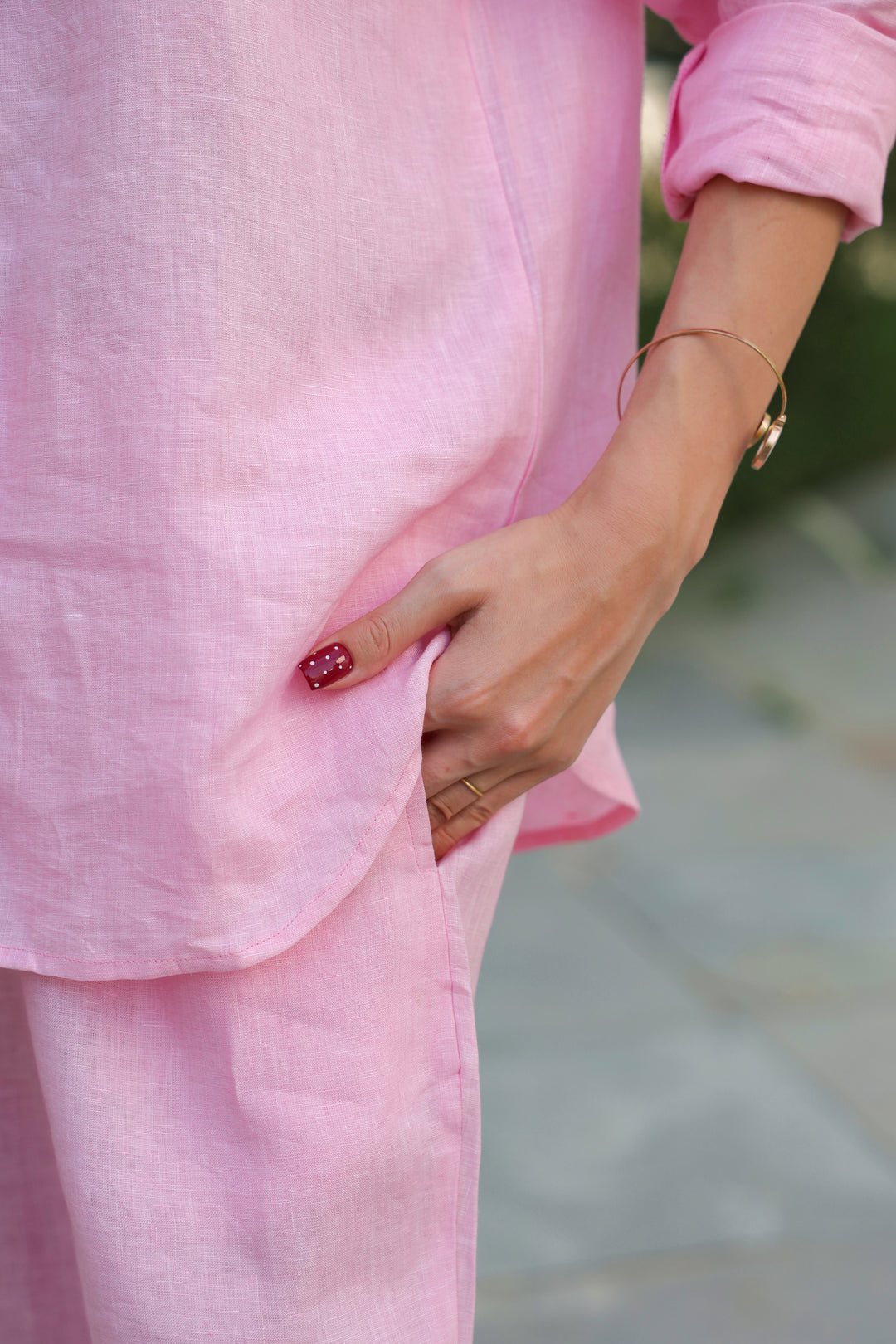 Arina Pink Pure Linen Co-ord Set