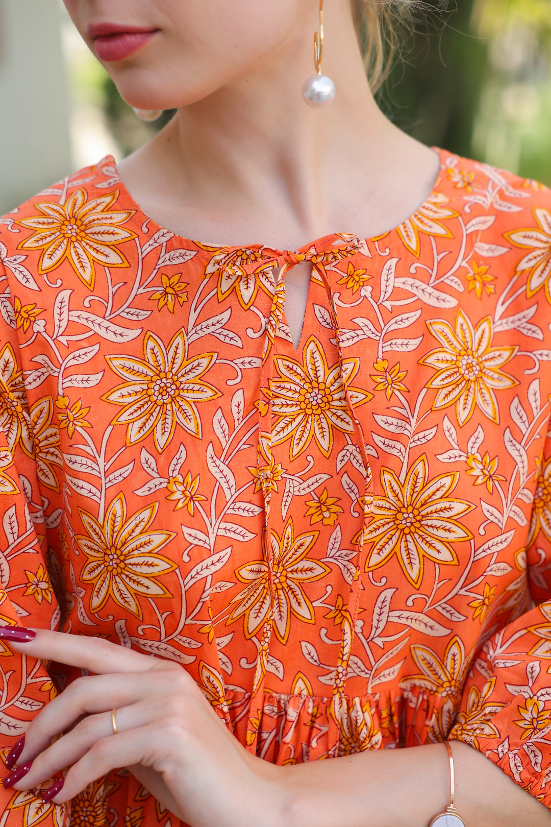 Polina Orange Cotton Top