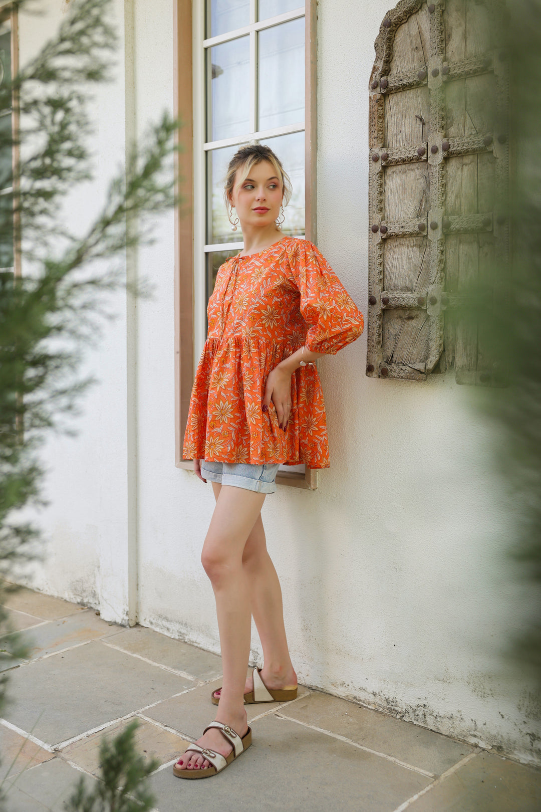 Polina Orange Cotton Top