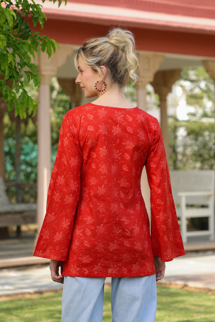 Sasha Red Cotton Top