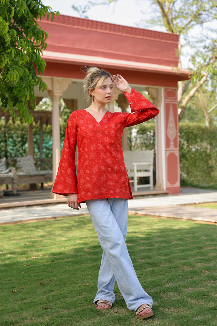 Sasha Red Cotton Top