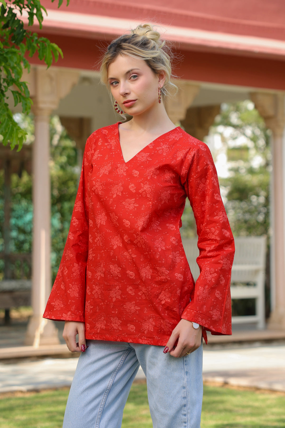 Sasha Red Cotton Top