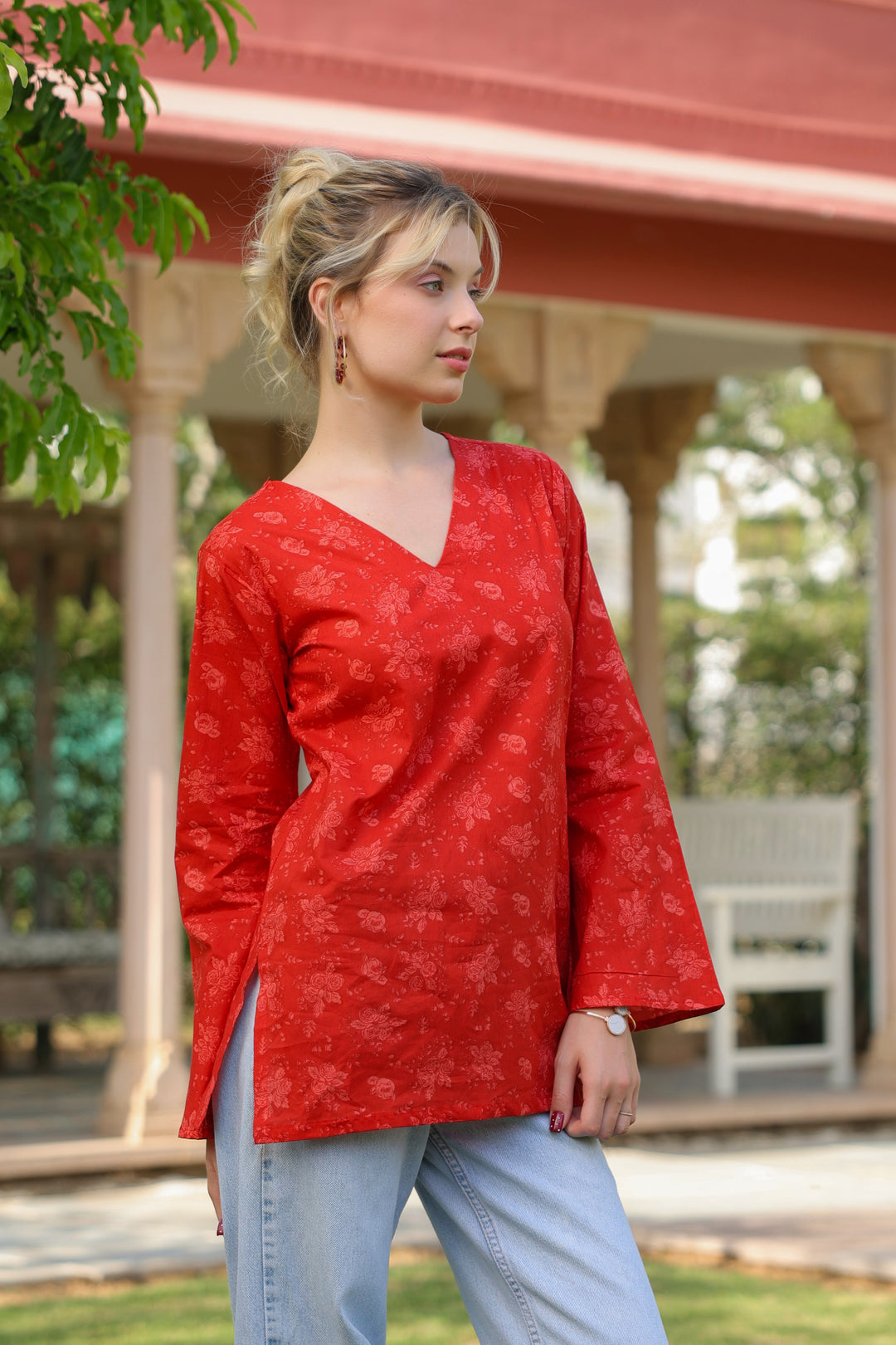 Sasha Red Cotton Top