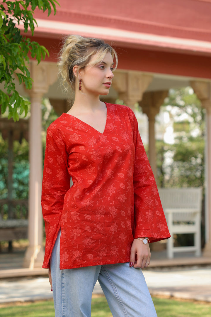 Sasha Red Cotton Top