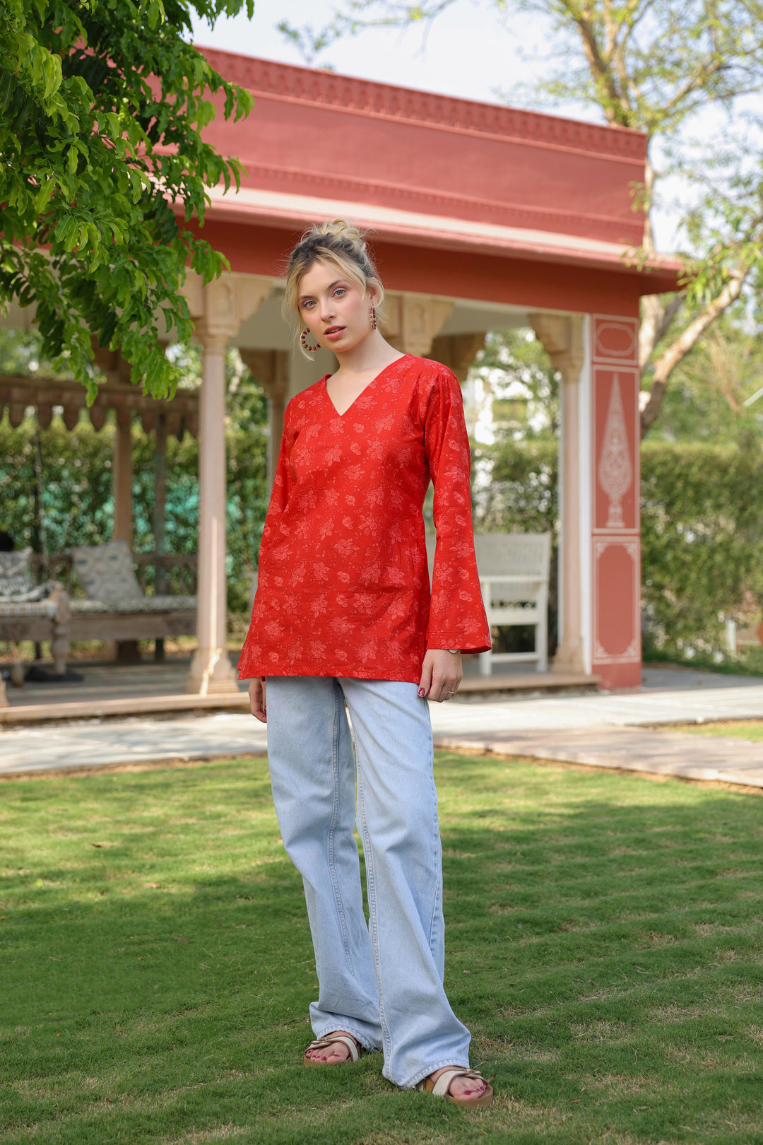 Sasha Red Cotton Top