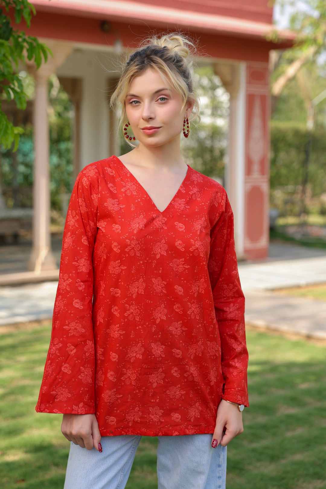 Sasha Red Cotton Top