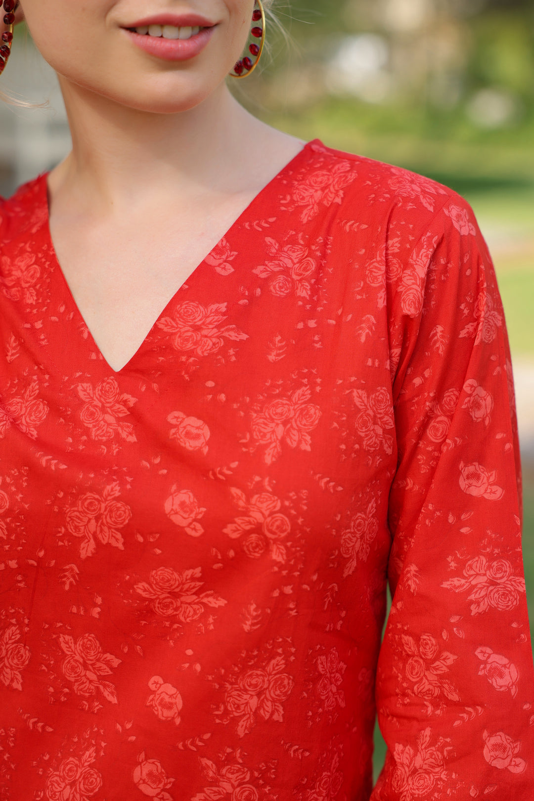 Sasha Red Cotton Top