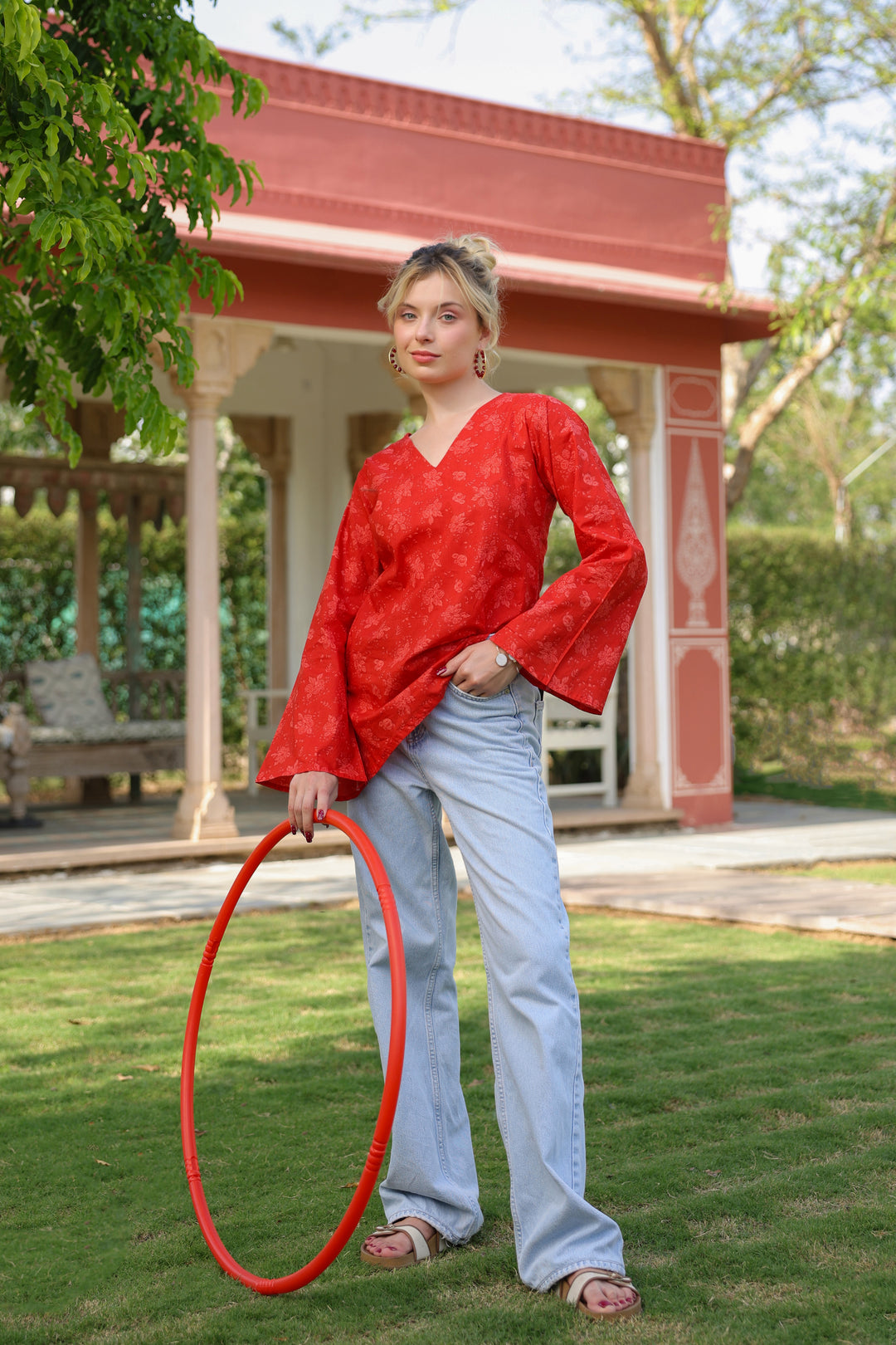 Sasha Red Cotton Top