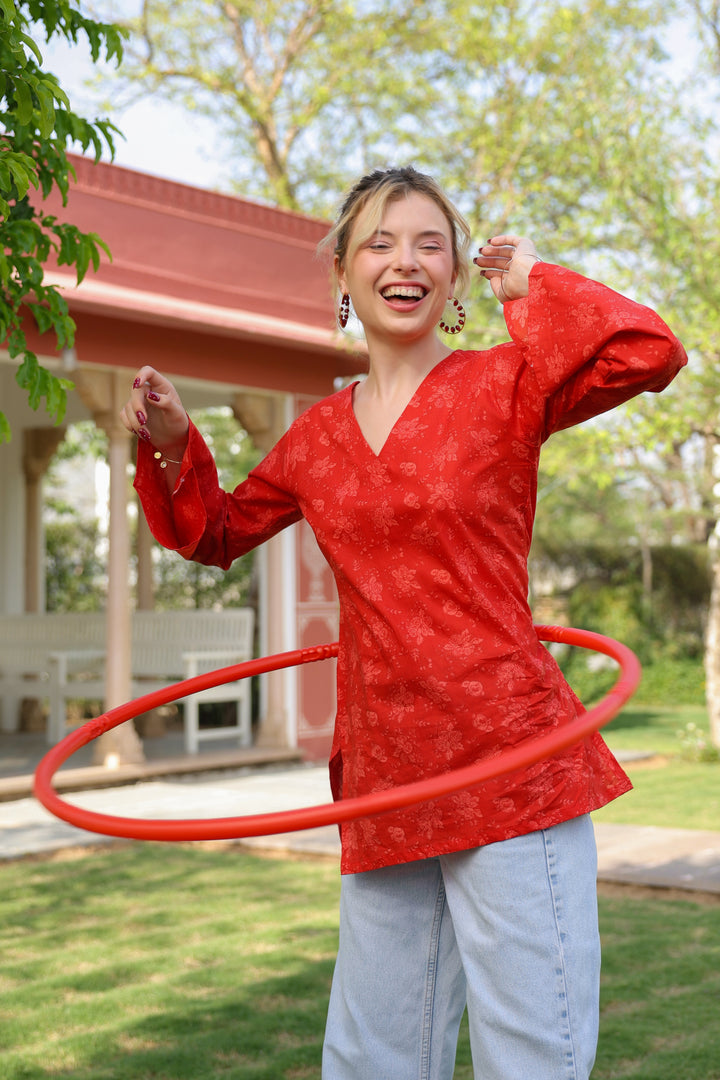 Sasha Red Cotton Top