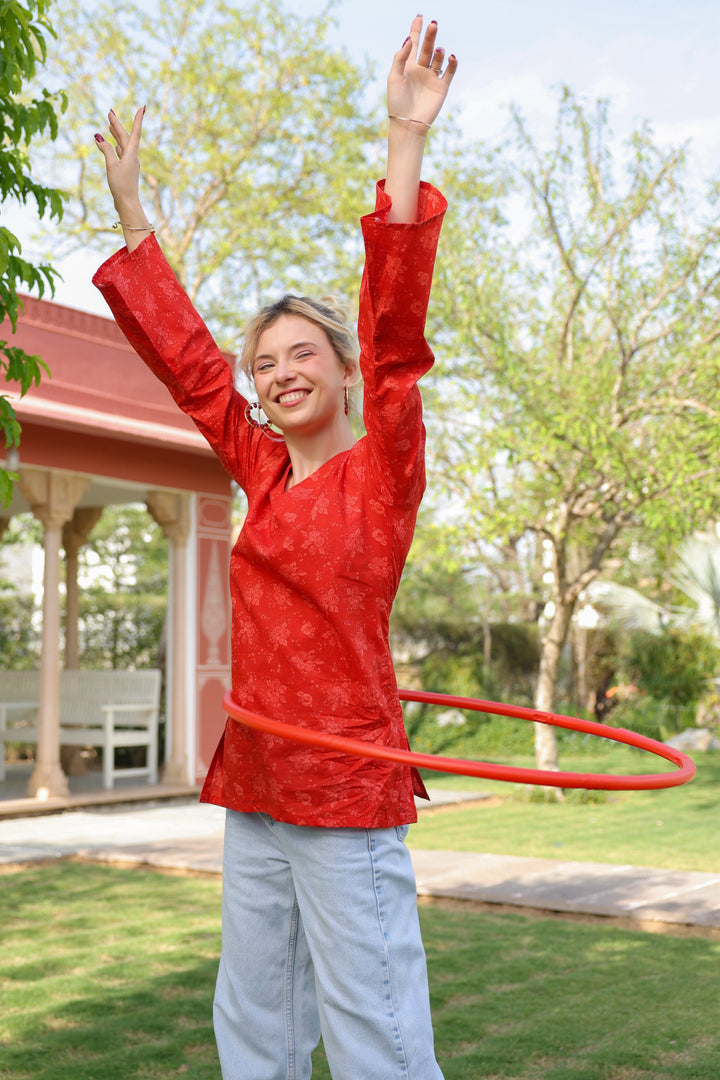 Sasha Red Cotton Top