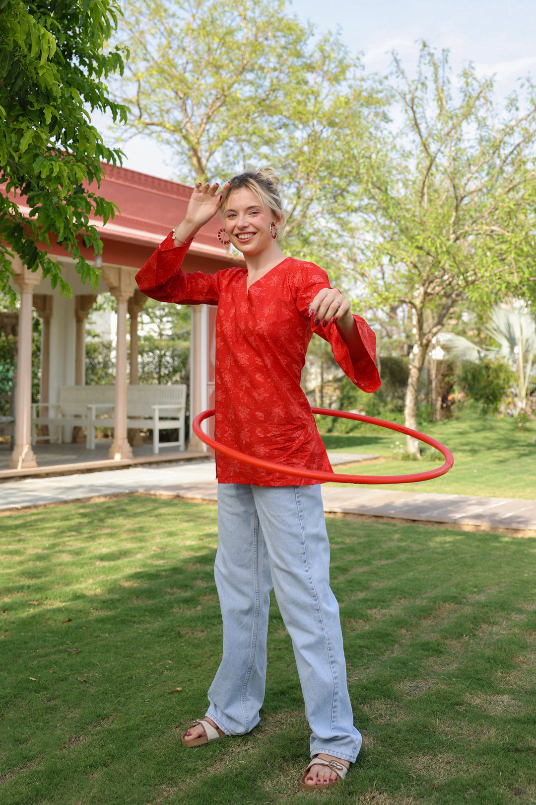 Sasha Red Cotton Top