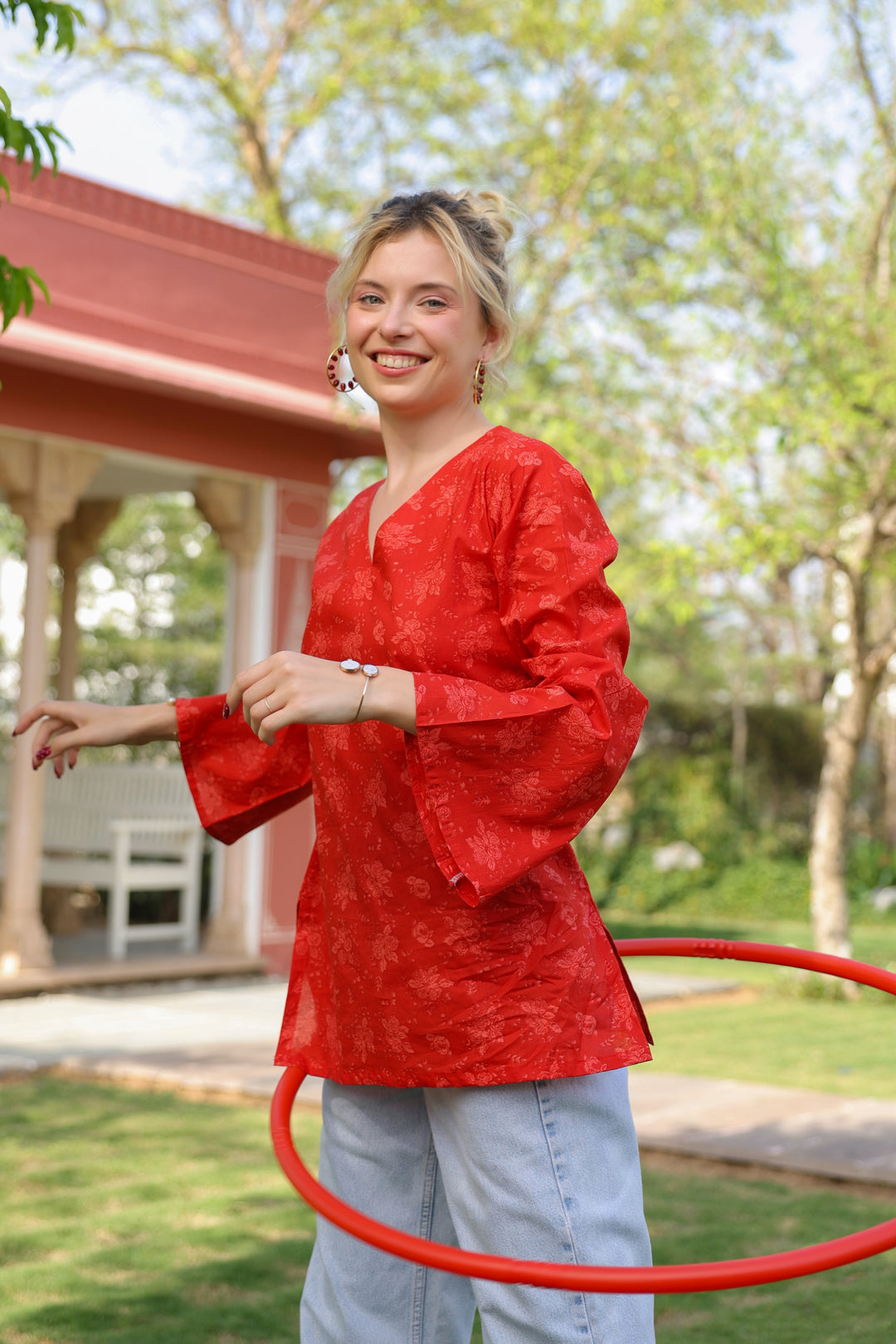 Sasha Red Cotton Top