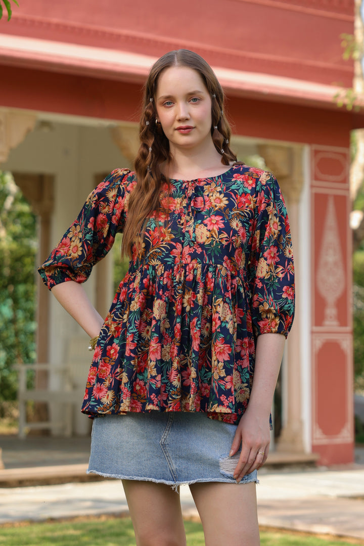 Poppy Multicolor Cotton Top