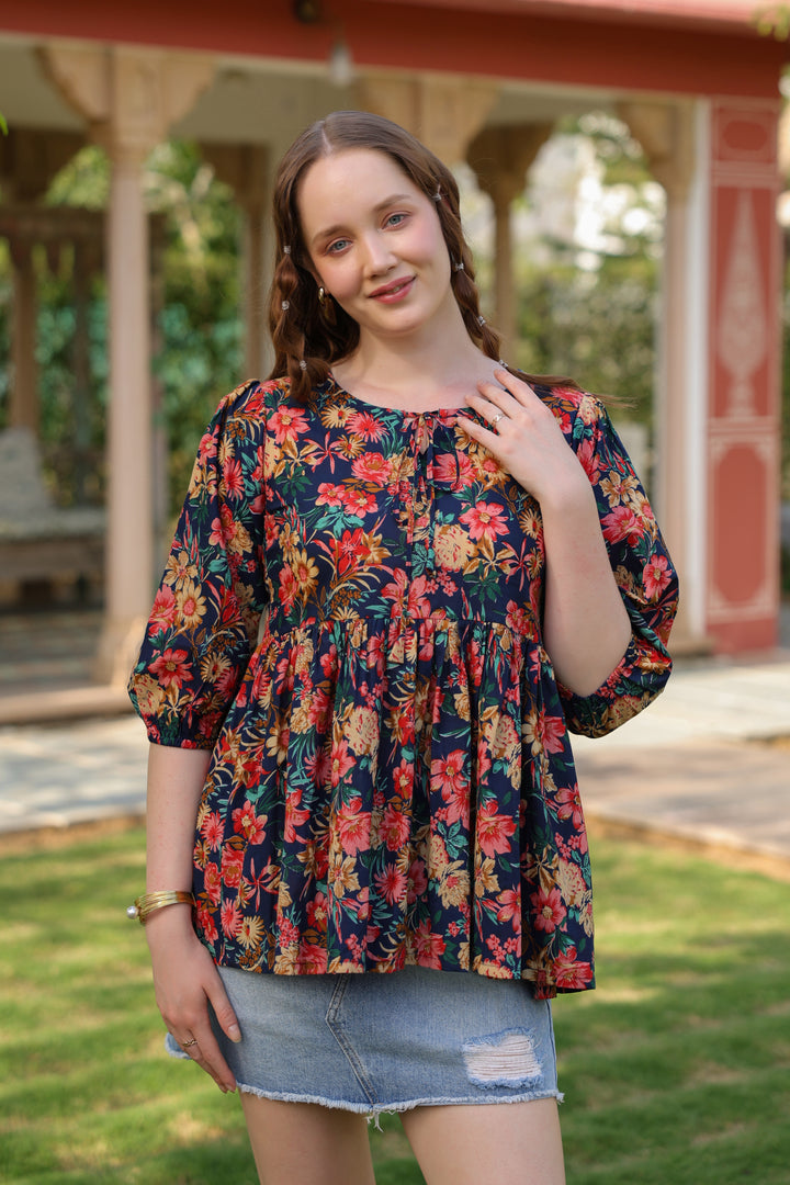 Poppy Multicolor Cotton Top