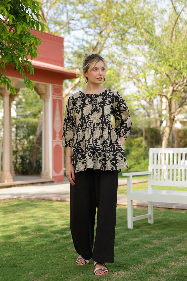 Kseniia Black Cotton Top