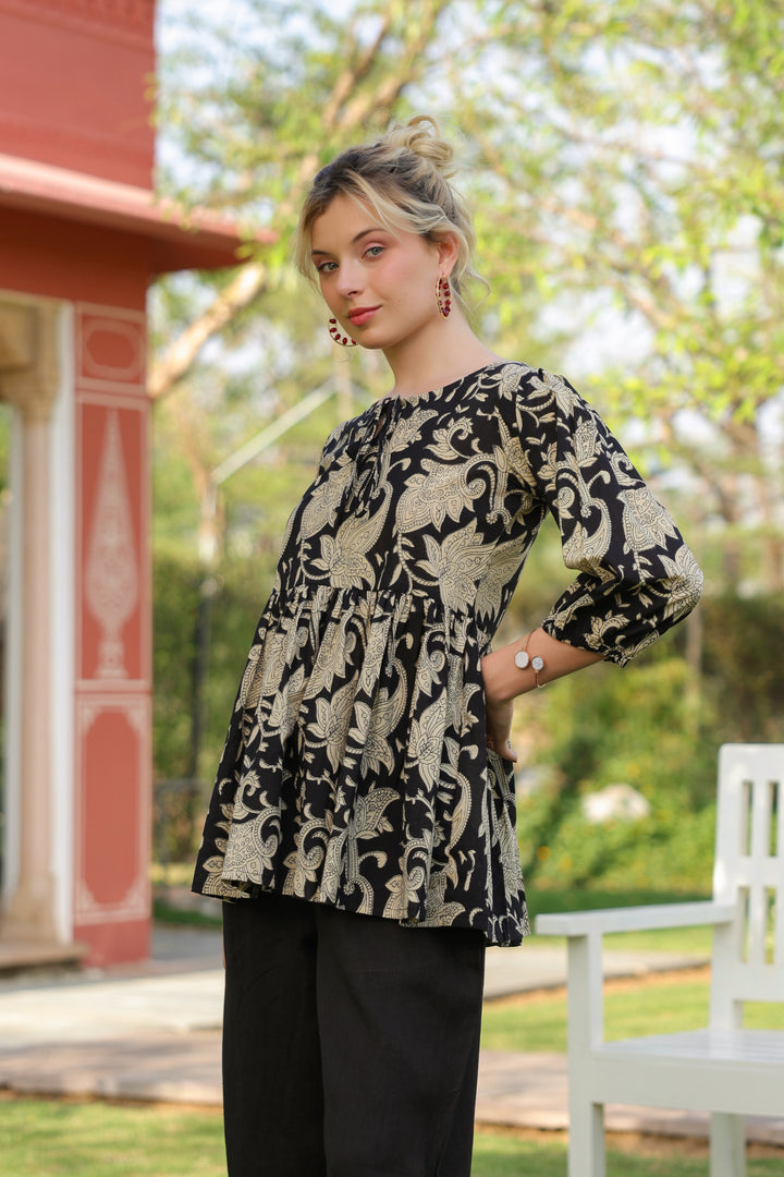 Kseniia Black Cotton Top