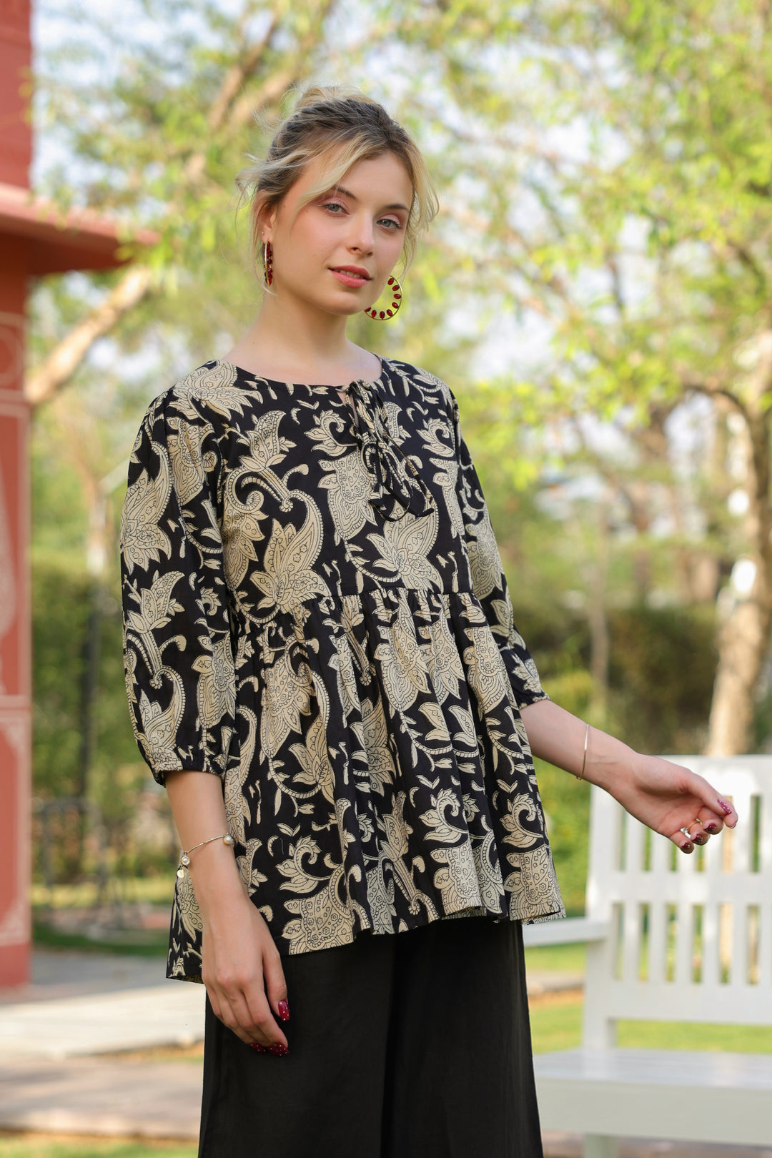 Kseniia Black Cotton Top