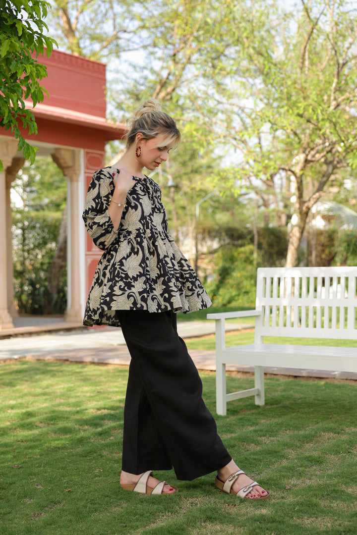 Kseniia Black Cotton Top