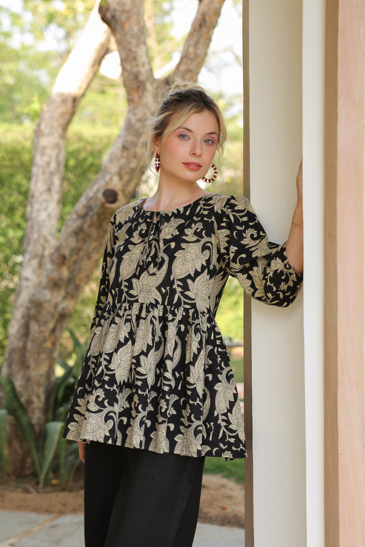 Kseniia Black Cotton Top