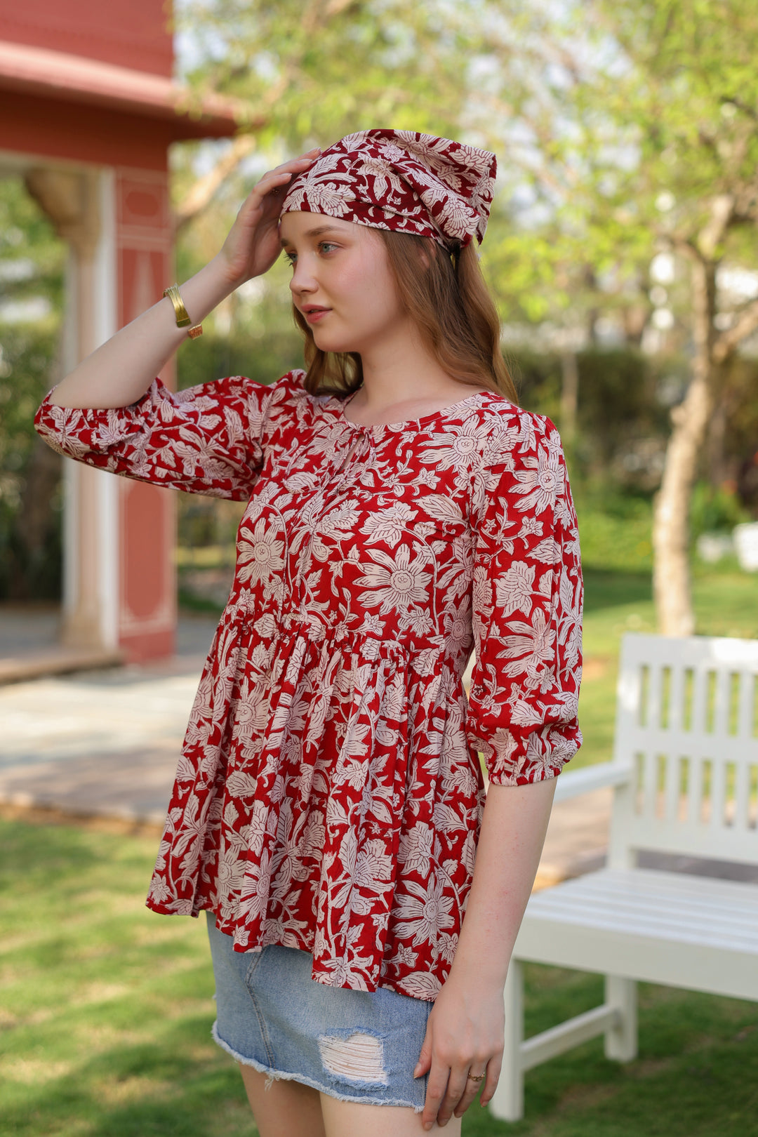 Alina Red Cotton Top