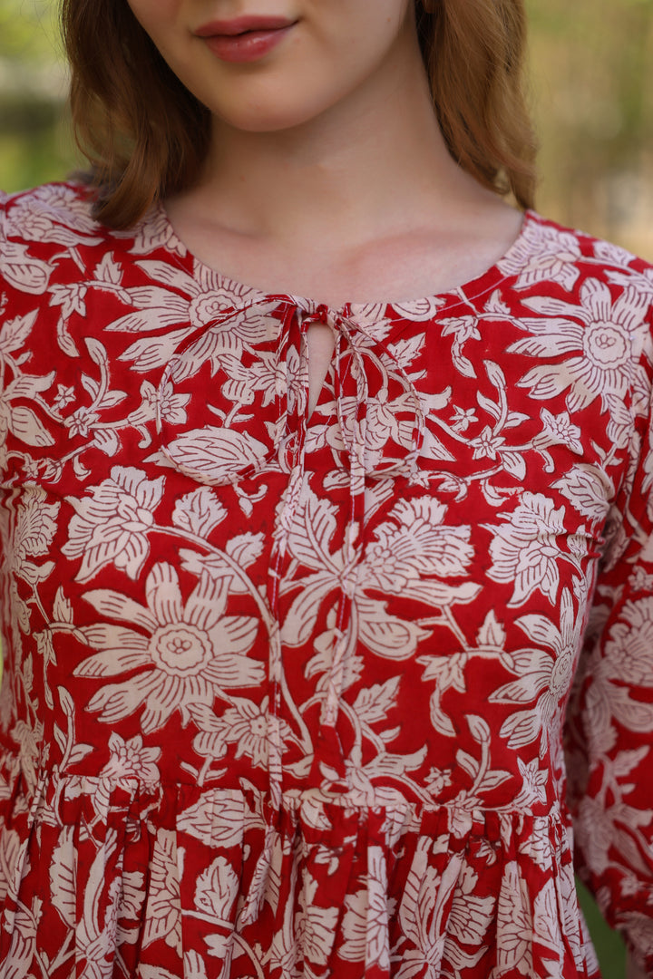 Alina Red Cotton Top