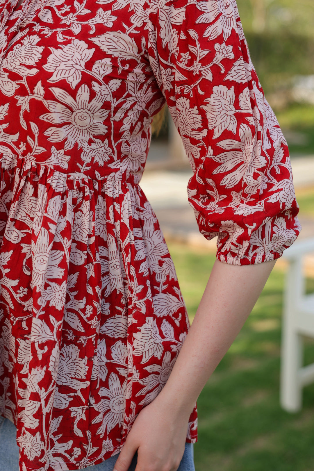 Alina Red Cotton Top