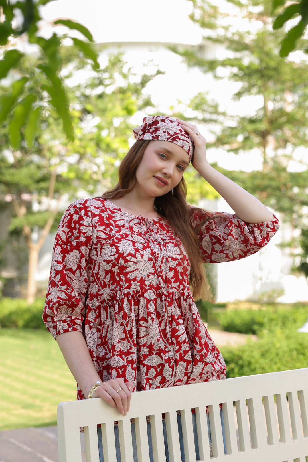Alina Red Cotton Top