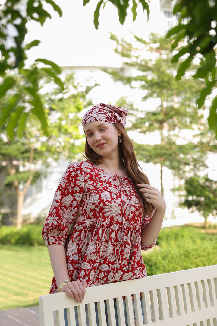 Alina Red Cotton Top