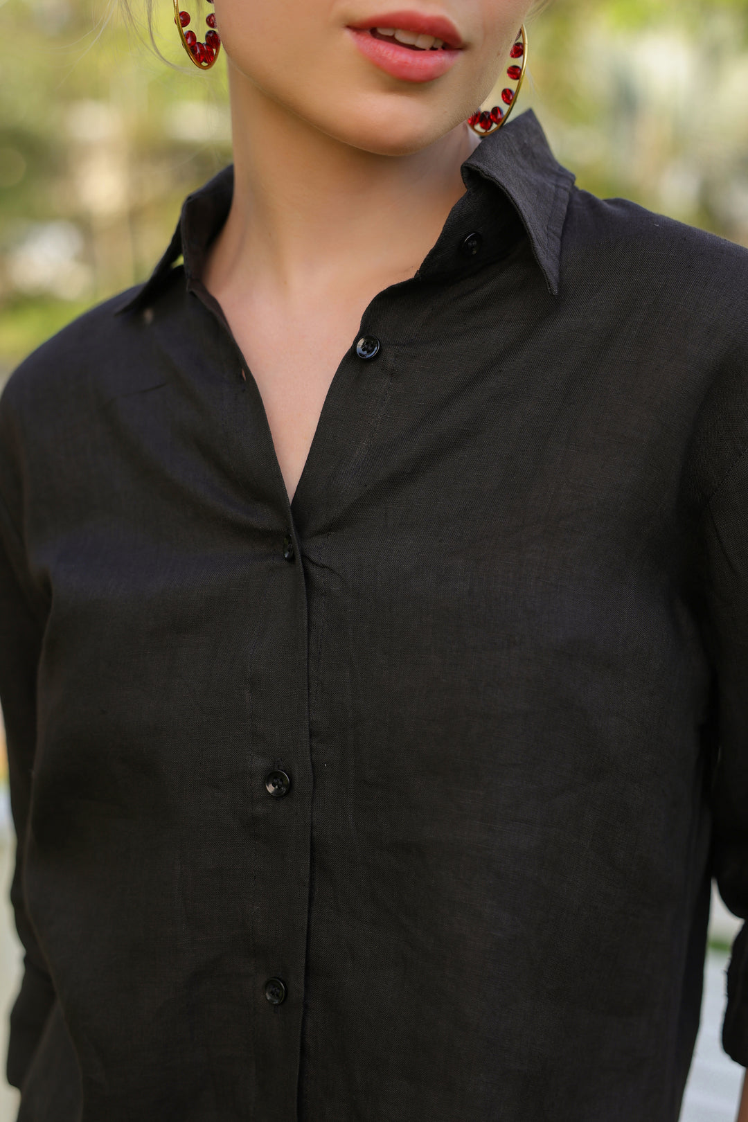 Black Pure Linen Co-ord Set