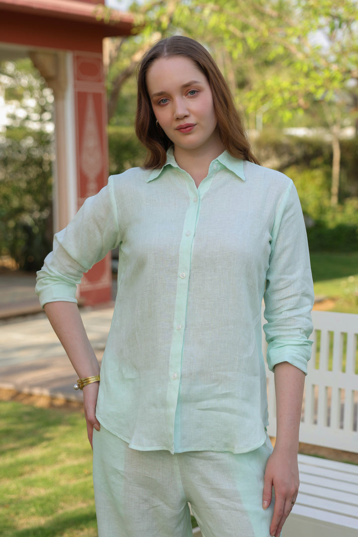 Light Green Pure Linen Co-ord Set